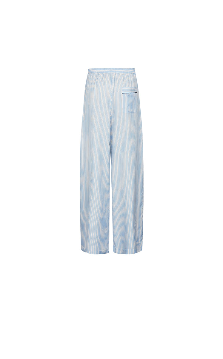 Pants / JNBY Cupro Straight-Leg Extra-Long Pants Blue & White Check-1