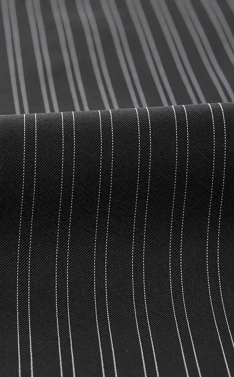Pants / JNBY Cupro Straight-Leg Extra-Long Pants Black & White Stripe / Check-3