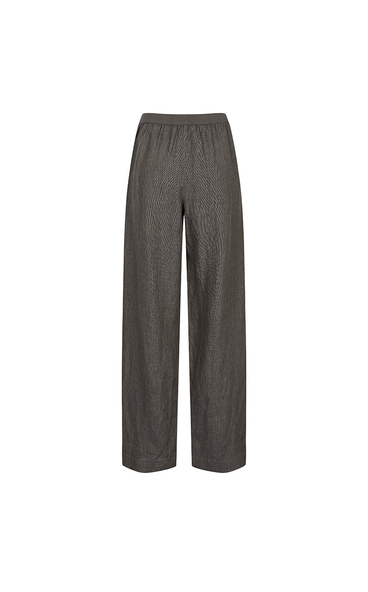 Pants / JNBY Dew-Retted Linen Wide-Leg Pants Dark Brown Marl-2