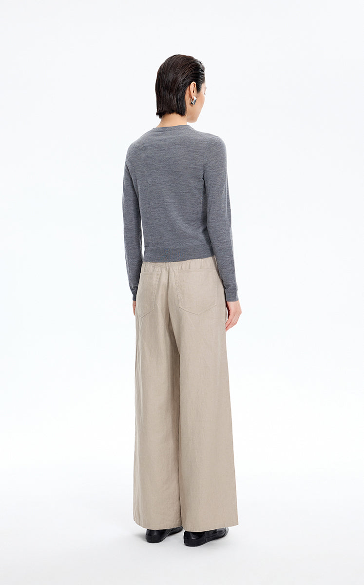 Pants / JNBY Linen Relaxed Wide-Leg Pants Oatmeal-3