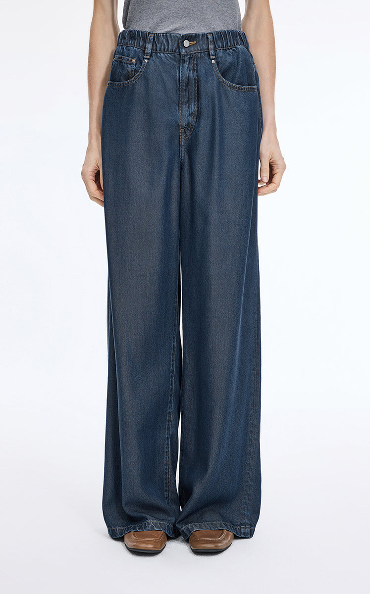 Pants / JNBY Wide-Leg Drawstring Lyocell Jeans Dark Denim-3