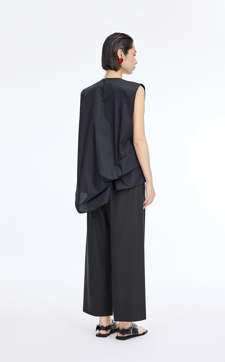 Pants / JNBY Wool Cropped Straight-Leg Pants Black-1