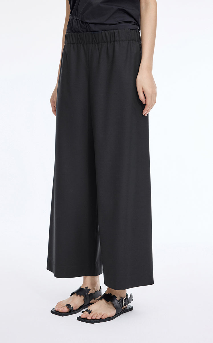 Pants / JNBY Wool Cropped Straight-Leg Pants Black-1