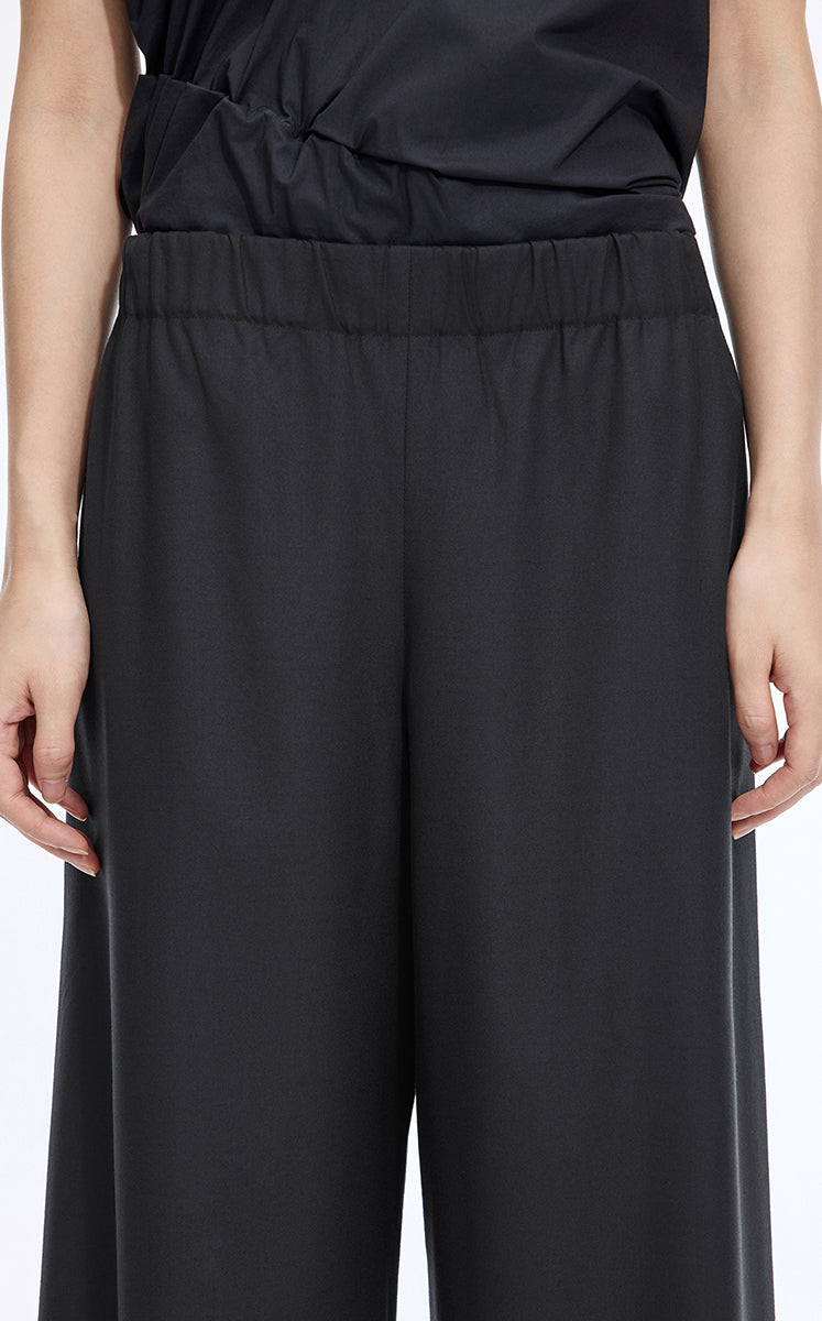 Pants / JNBY Wool Cropped Straight-Leg Pants Black-1