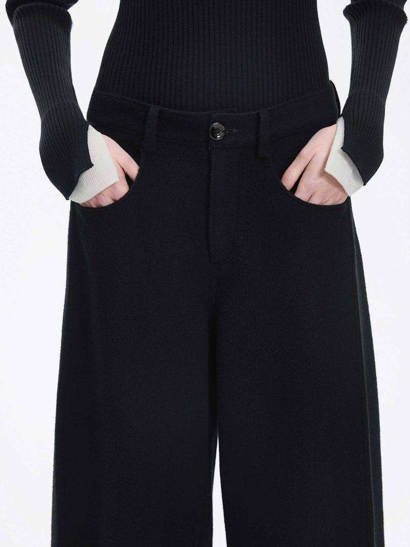 Pants / JNBY Wool Double-Face Banana Trousers Black-1
