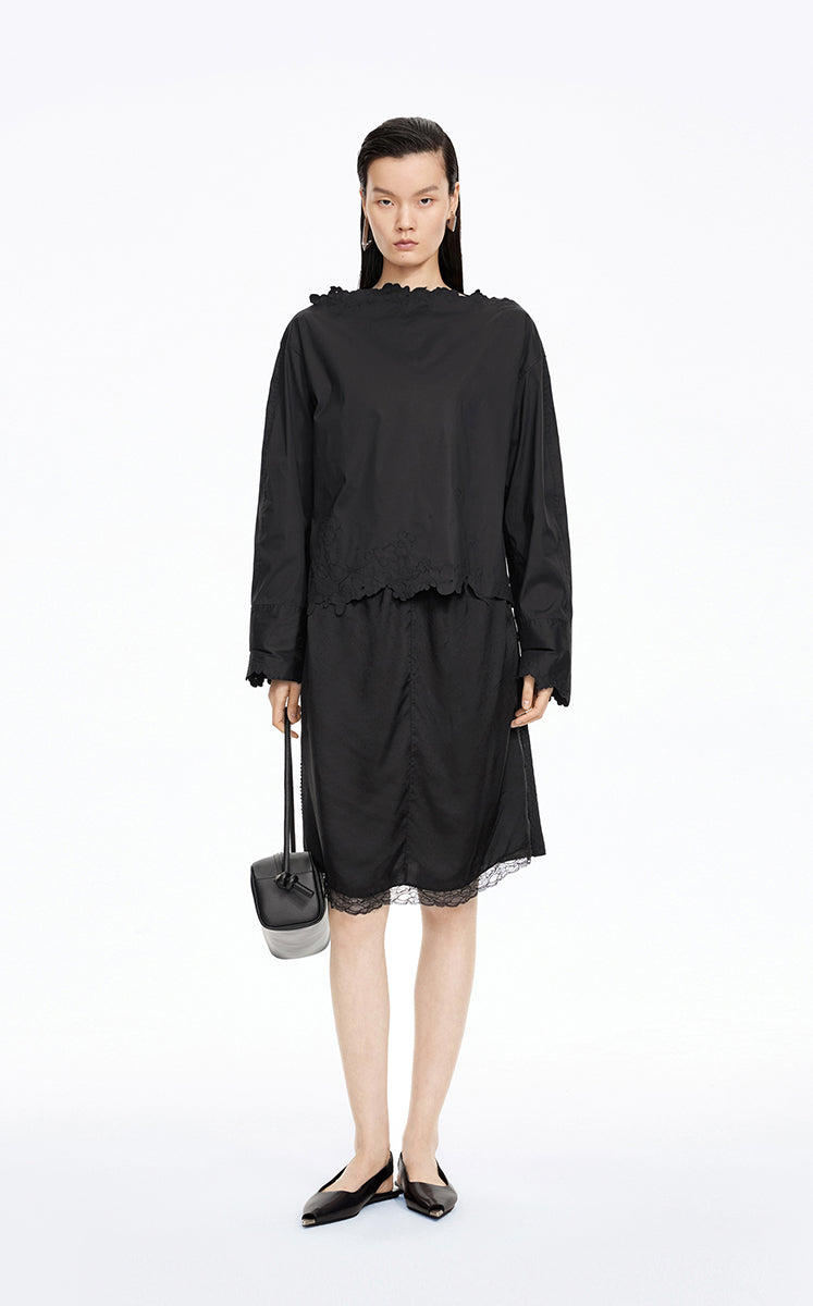 Shirt / JNBY Floral Forest T-Shape Shirt Black
