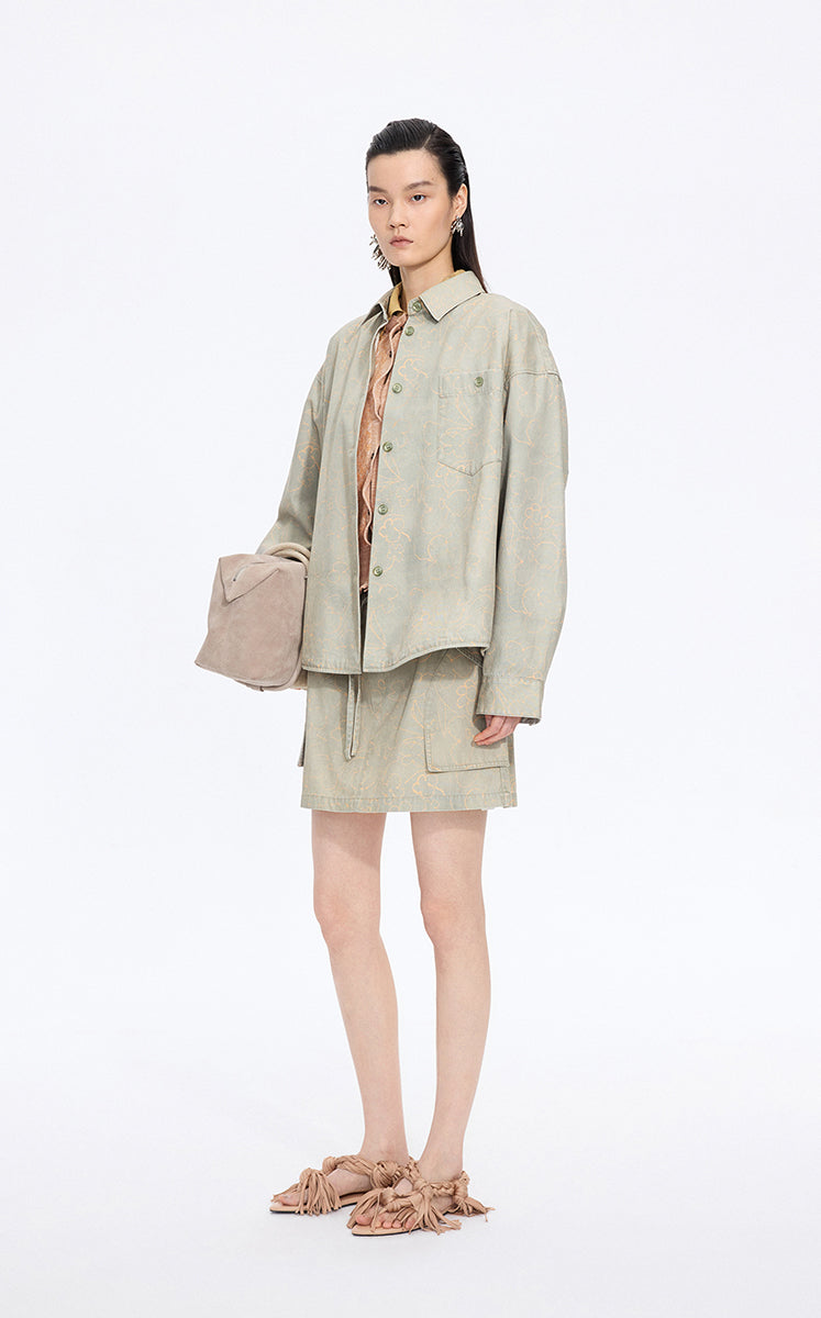 Shirt / JNBY Oversized Floral Print Cotton Shirt
