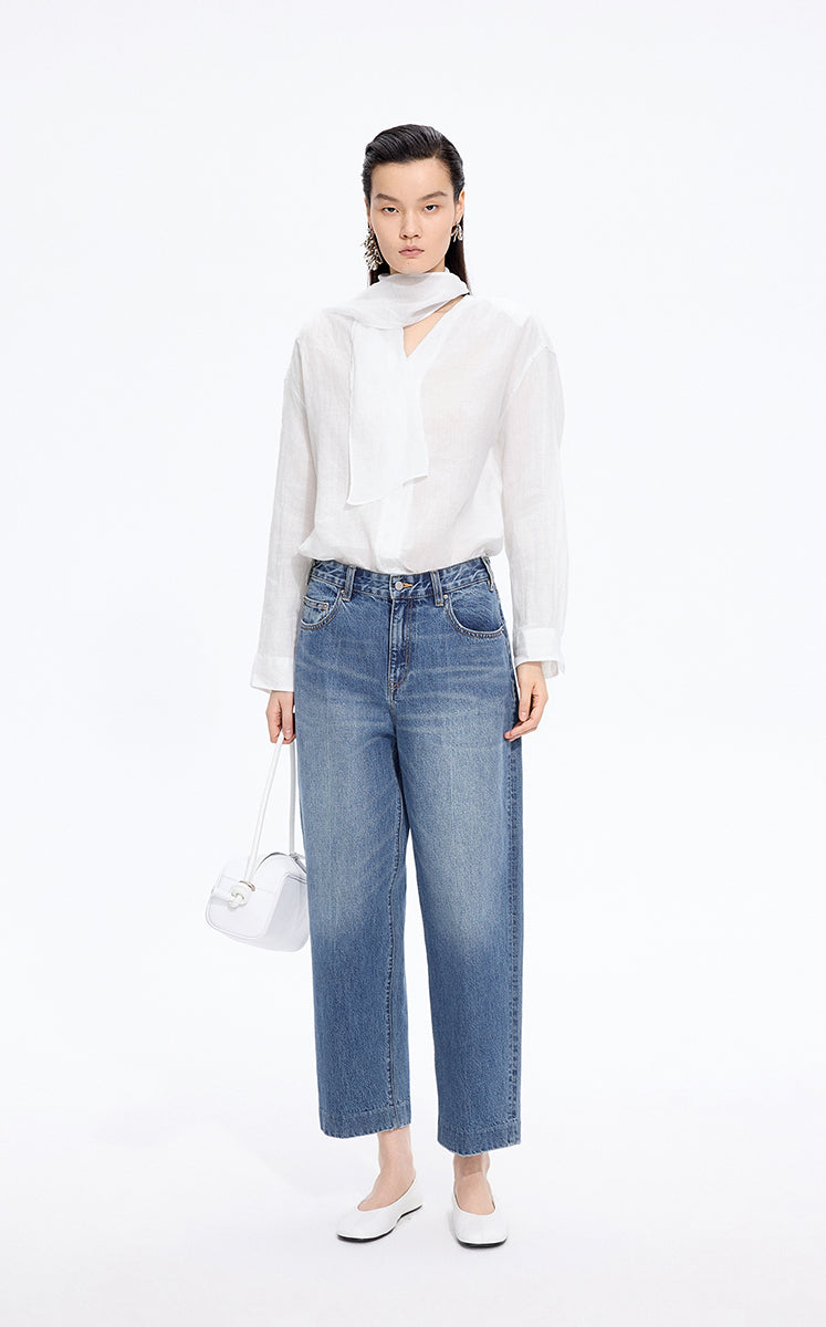 Shirt / JNBY Oversized Linen Long Sleeve Shirt Off White