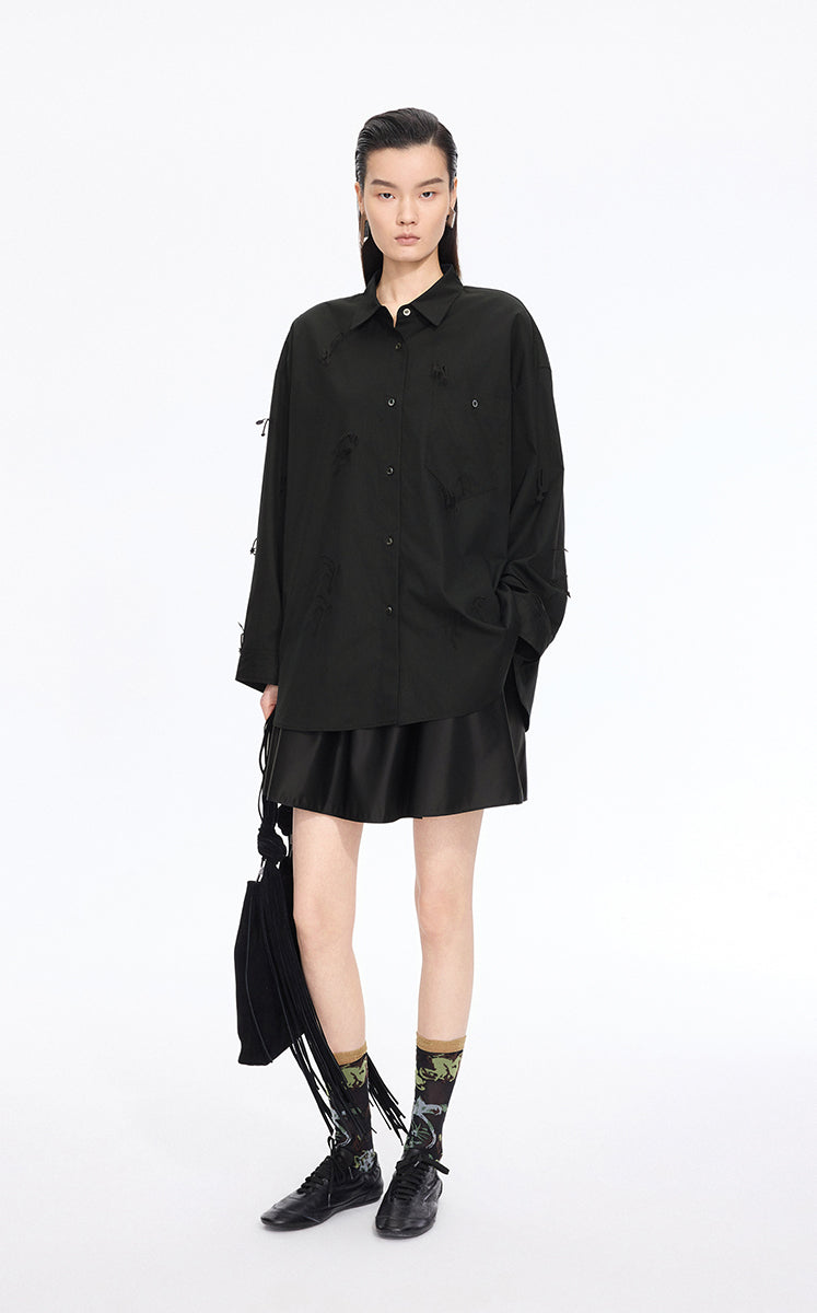 Shirt / JNBY Oversized Stripe Floral Shirt Black