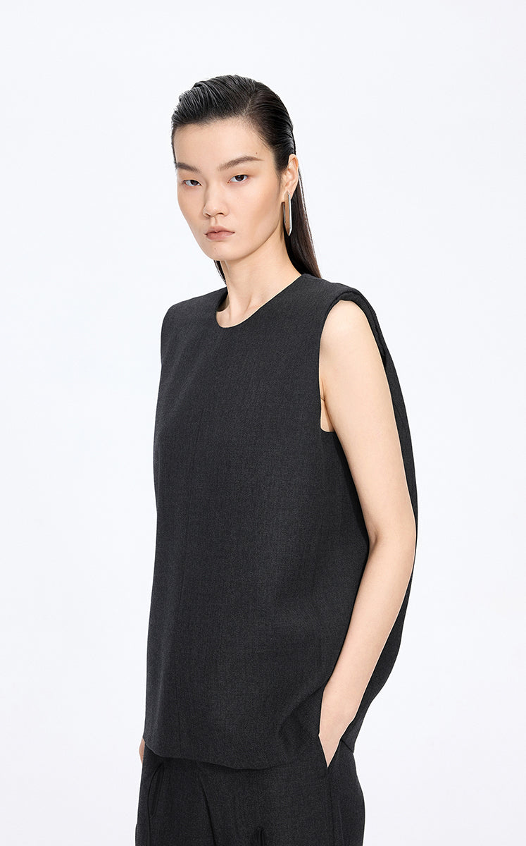 Shirt / JNBY Round Neck Sleeveless Zip-Back Top