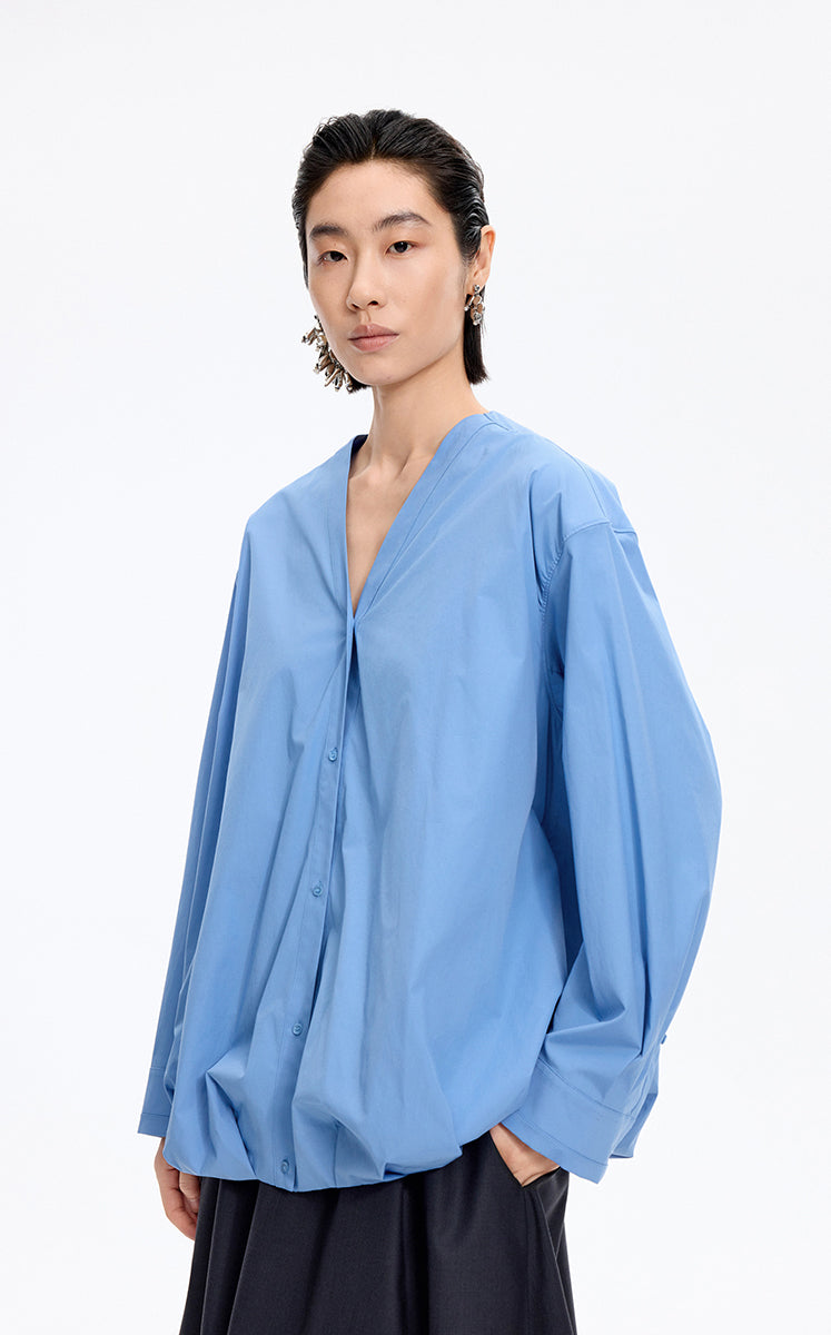 Shirt / JNBY V-Neck Poplin Oversized Shirt