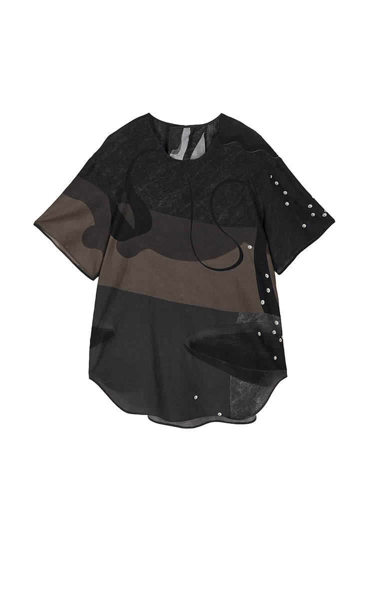 Shirt / JNBY Pearl Print Oversized Short Sleeve Shirt