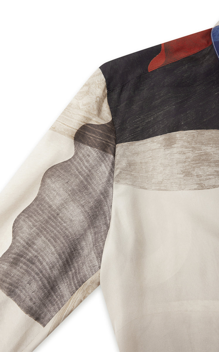 Shirt / JNBY Silk Pearl Print Relaxed Long Sleeve Shirt