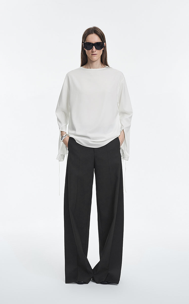 Shirt / JNBY Silk Twill Tie Detail Relaxed Shirt Pure White