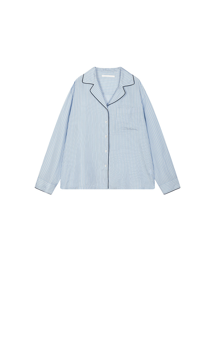Shirt / JNBY Cupro Relaxed Stripe Shirt Blue & White Check-1
