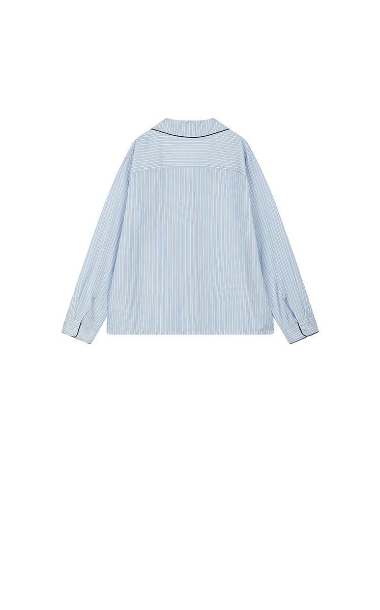 Shirt / JNBY Cupro Relaxed Stripe Shirt Blue & White Check-1