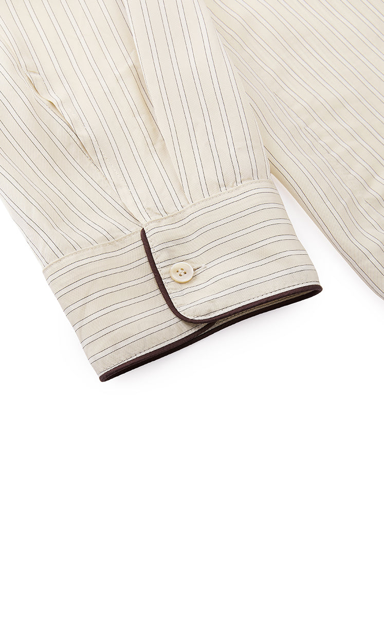 Shirt / JNBY Cupro Relaxed Stripe Shirt Oatmeal Marl-2