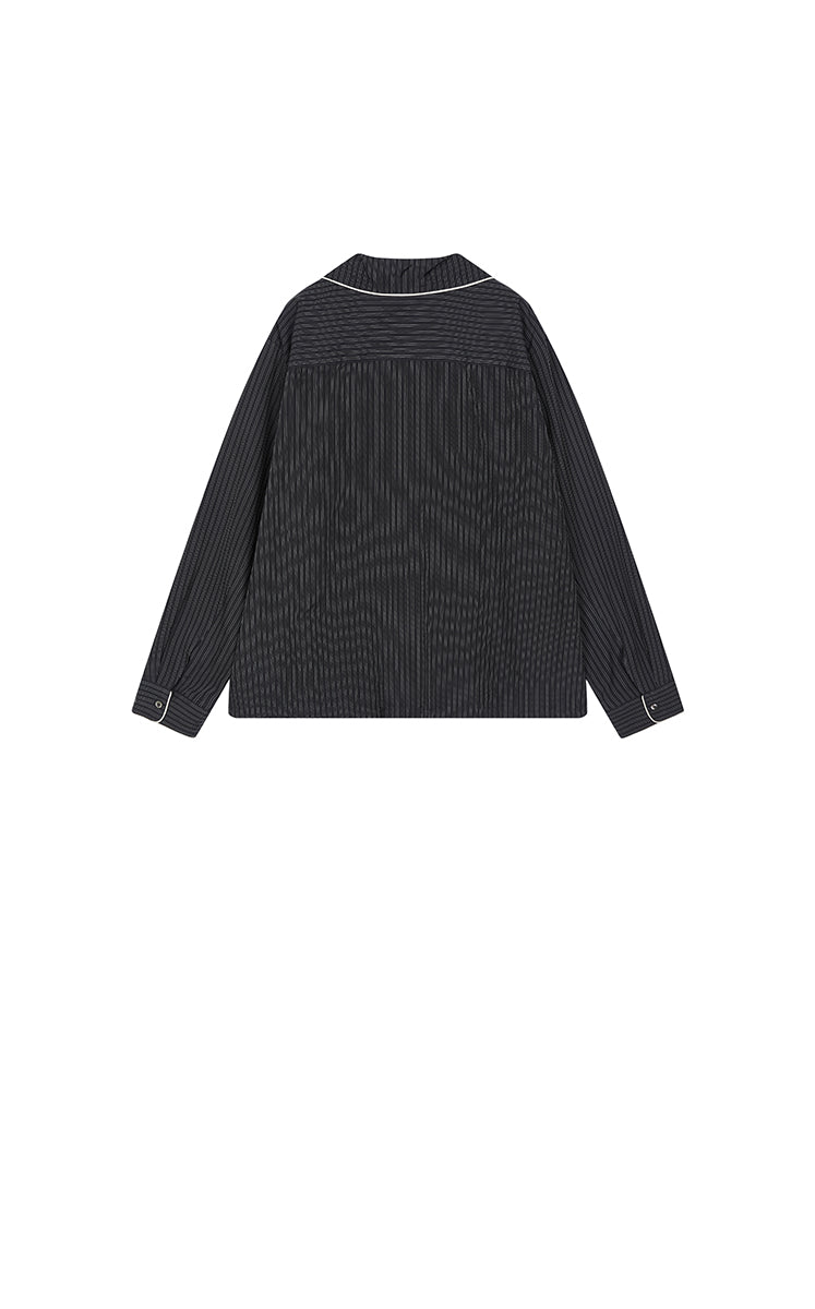 Shirt / JNBY Cupro Relaxed Stripe Shirt Black & White Stripe / Check-3