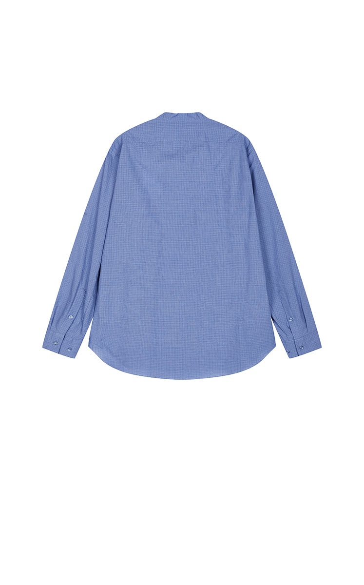 Shirt / JNBY Jacquard Cotton Oversized Shirt Blue & White Check-1