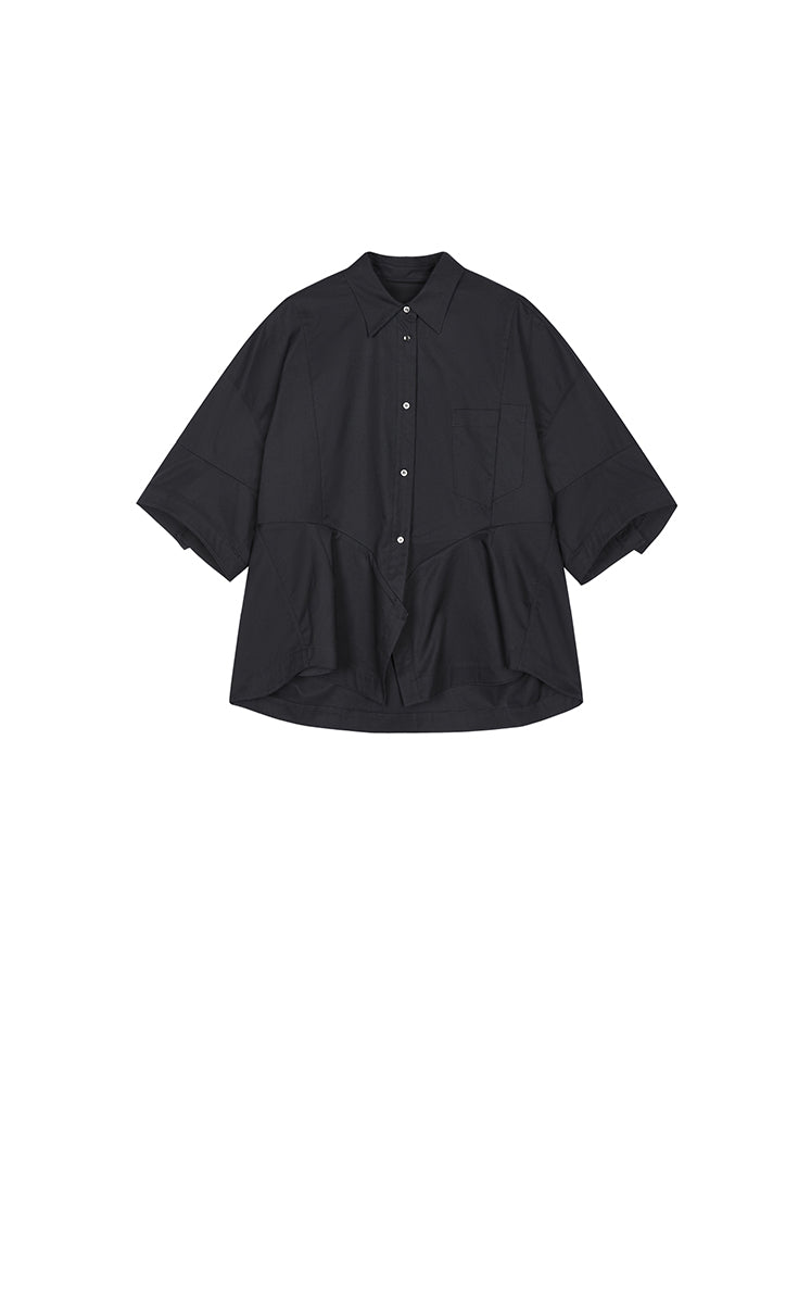 Shirt / JNBY Oversized Cutout Short Sleeve Cotton Shirt Black-2