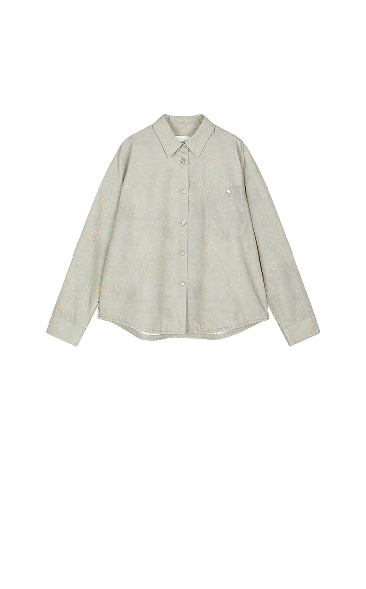 Shirt / JNBY Oversized Floral Print Cotton Shirt Multi Khaki-2