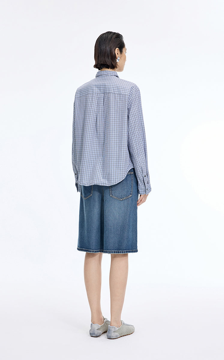Shirt / JNBY Relaxed Modern Check Shirt Blue & White Check-1