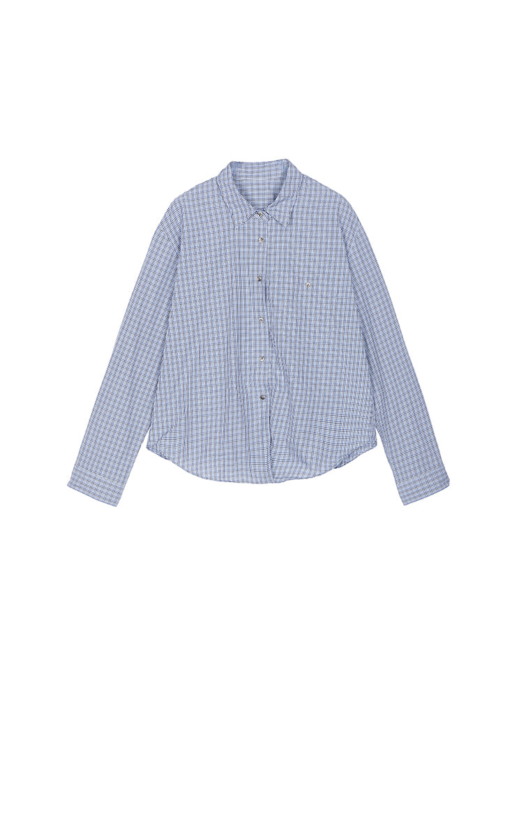 Shirt / JNBY Relaxed Modern Check Shirt Blue & White Check-1