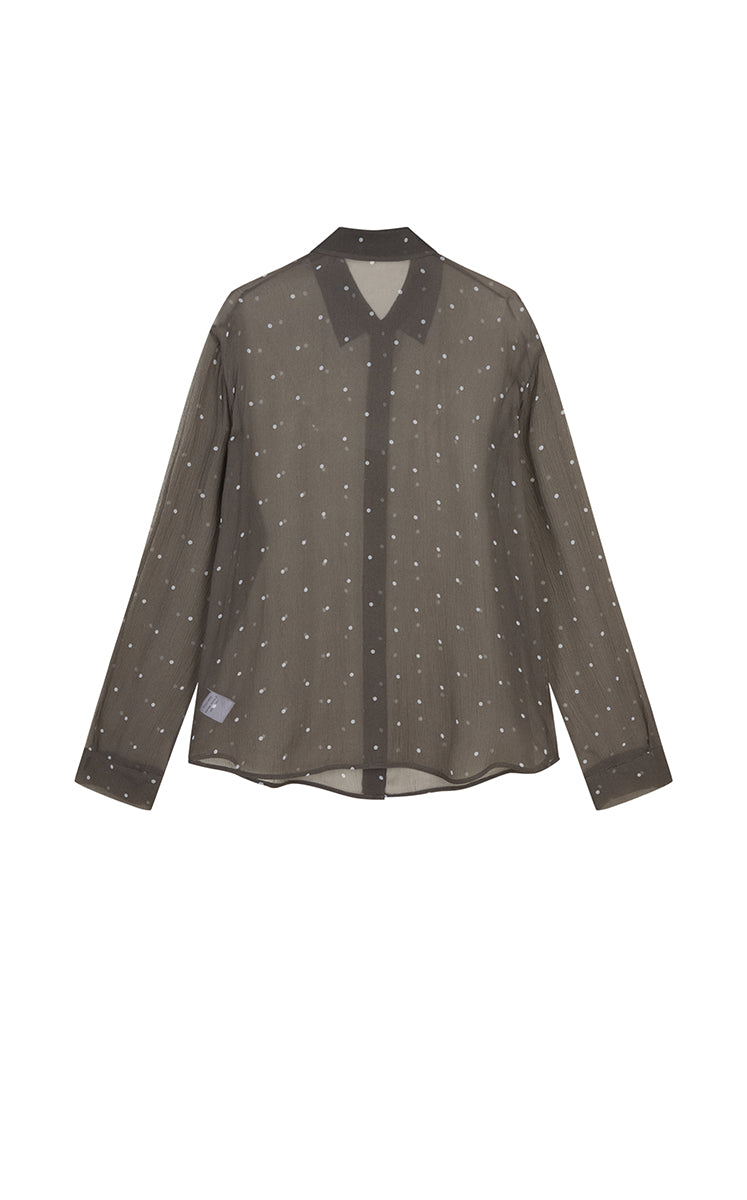 Shirt / JNBY Silk Polka Dot Relaxed Long Shirt Grey-1