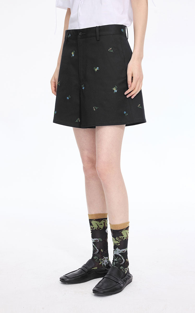 Shorts / JNBY Cotton Embroidered A-Line Shorts
