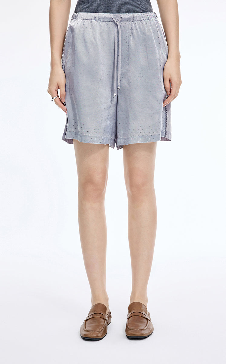 Shorts / JNBY Cupro Wide-Leg Drawstring Shorts Grey