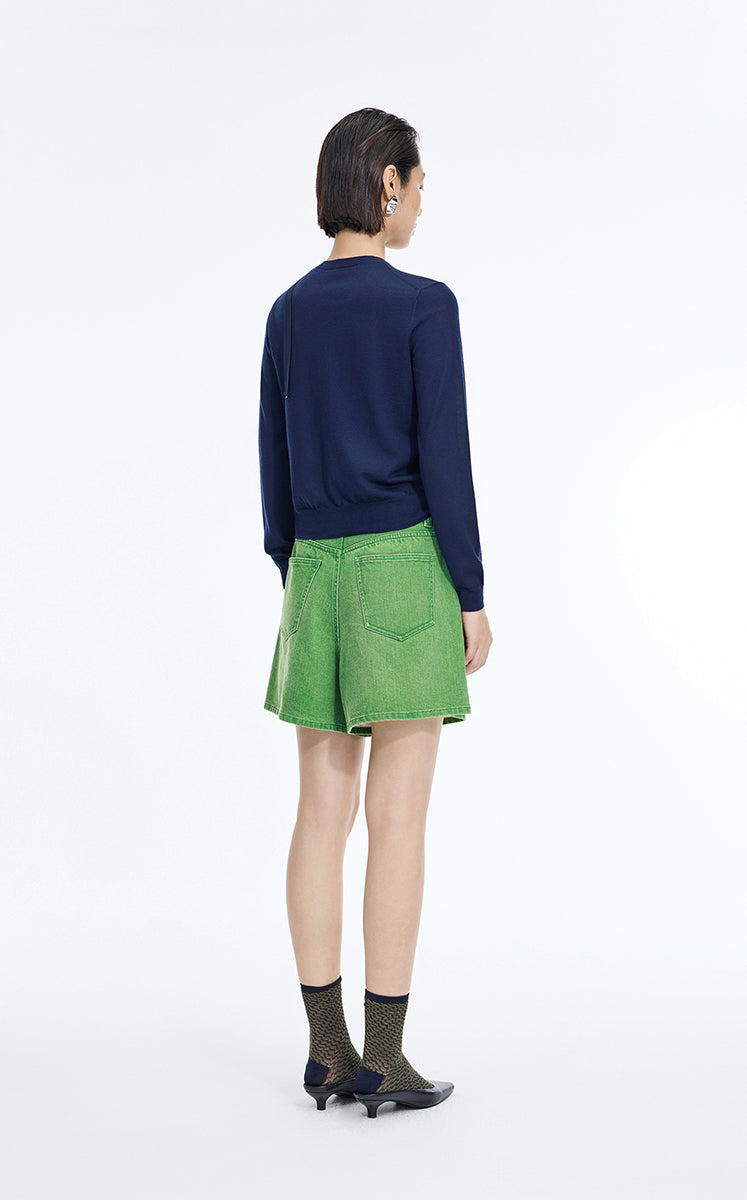 Shorts / JNBY A-Line Organic Cotton Denim Shorts Fresh Green-1