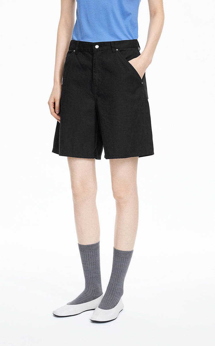 Shorts / JNBY Cotton Wide-Leg Bermuda Shorts Black-1