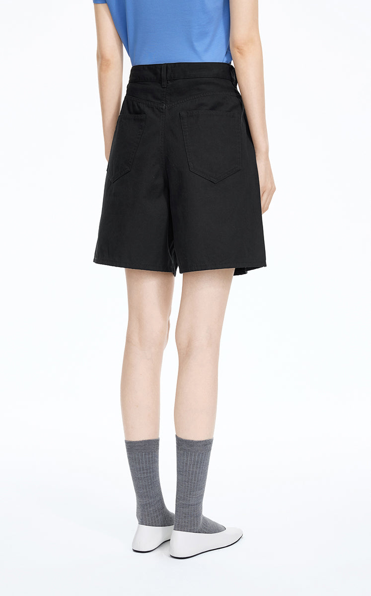 Shorts / JNBY Cotton Wide-Leg Bermuda Shorts Black-1