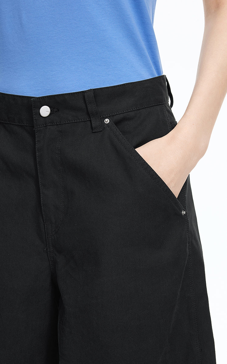 Shorts / JNBY Cotton Wide-Leg Bermuda Shorts Black-1