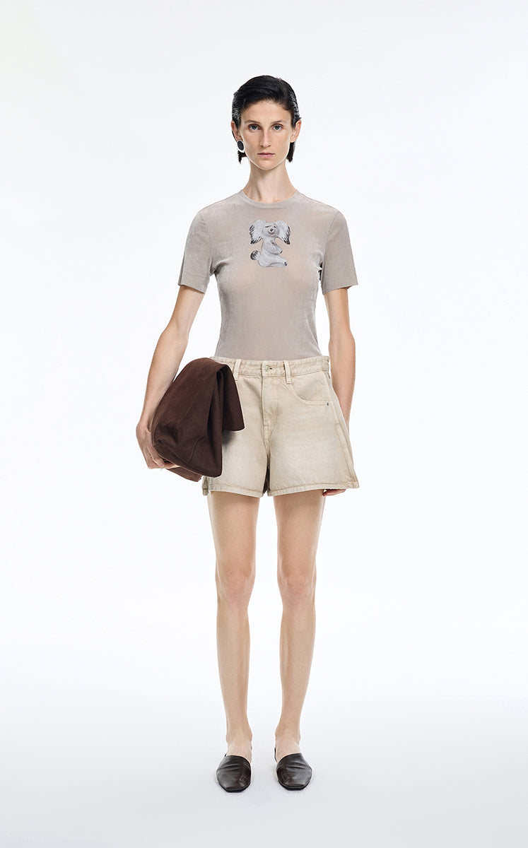 Shorts / JNBY Rolled-Hem Denim Shorts Light Camel-2