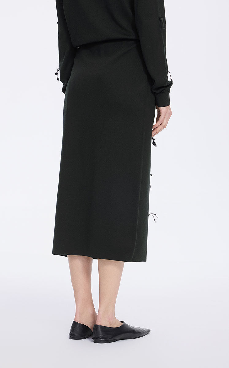 Skirt / JNBY 3D Floral Tassels Silk Blend Mid-Length Skirt