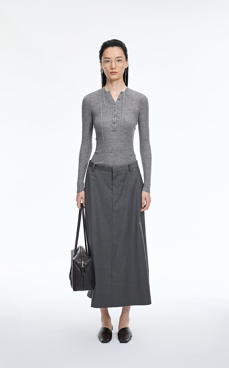 Skirt / JNBY A-Line Long Wool Blend Skirt