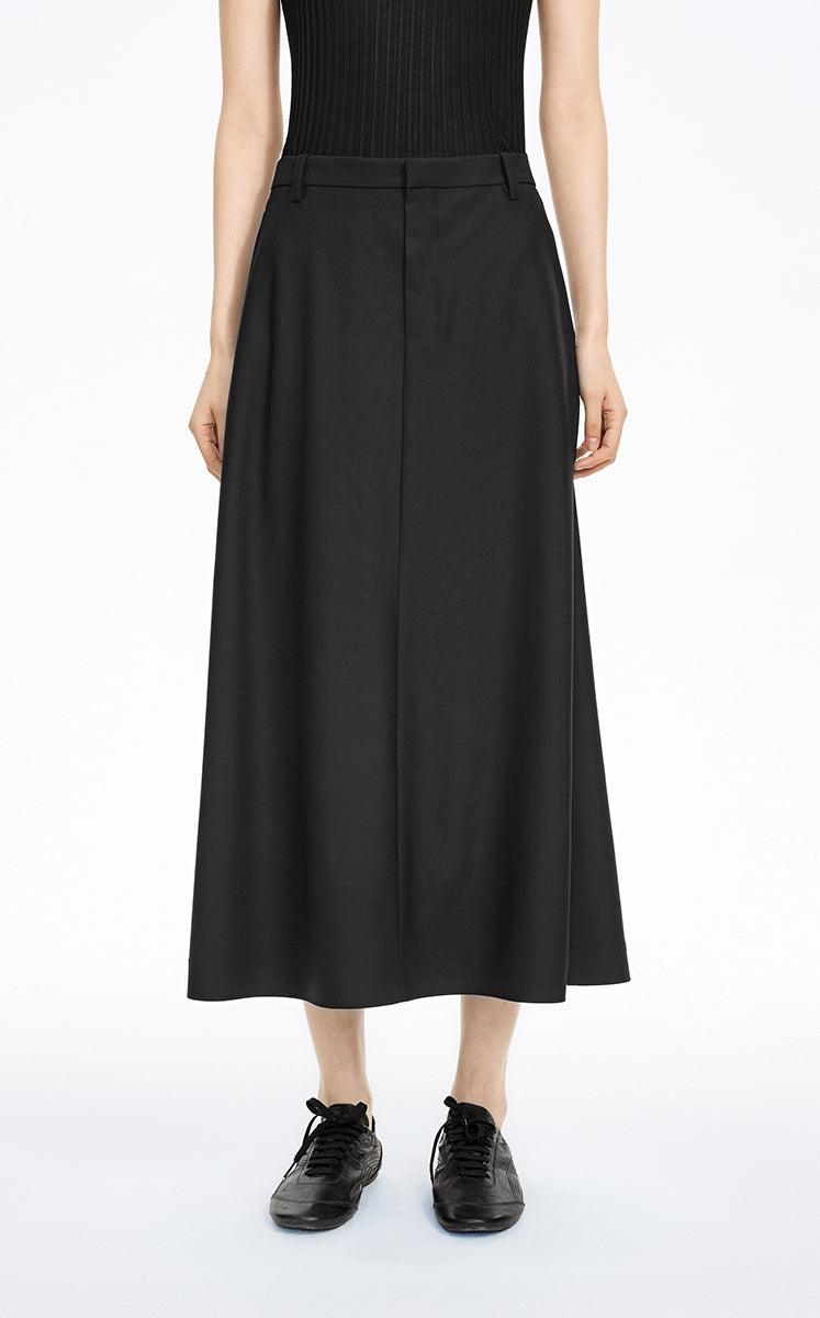 Skirt / JNBY A-Line Long Wool Blend Skirt Black