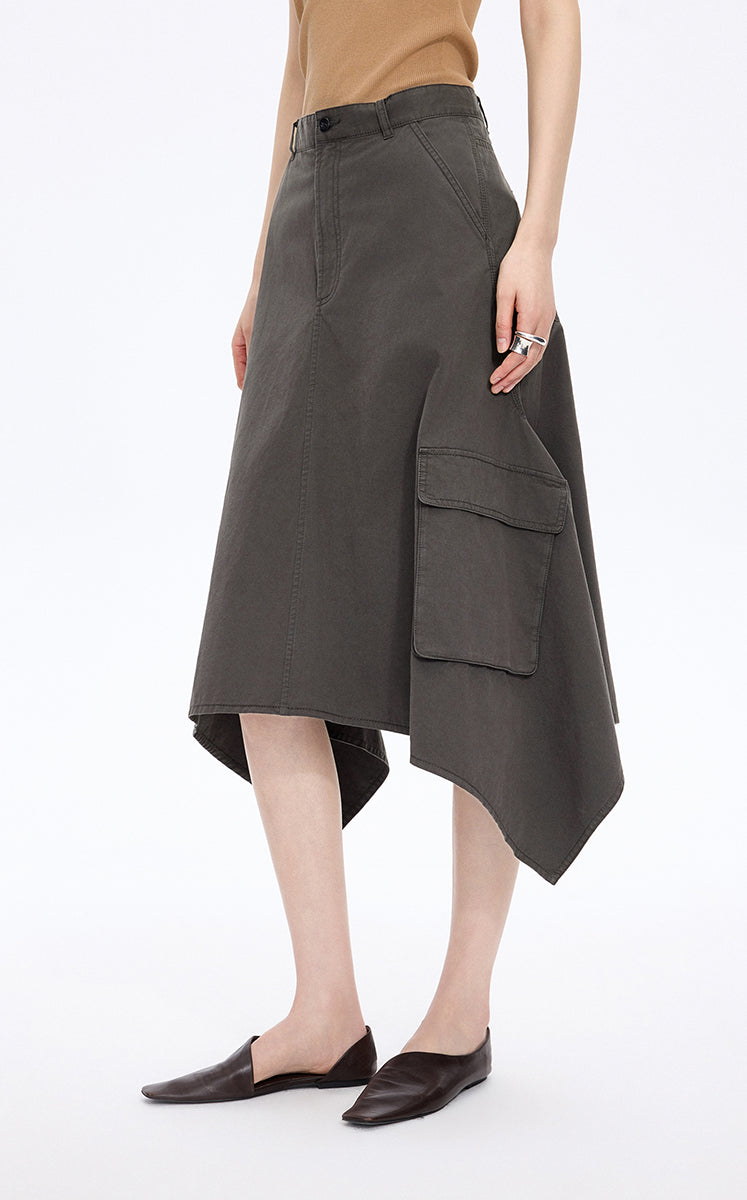 Skirt / JNBY Asymmetric Cotton Mid-Length Skirt