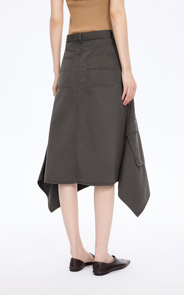 Skirt / JNBY Asymmetric Cotton Mid-Length Skirt