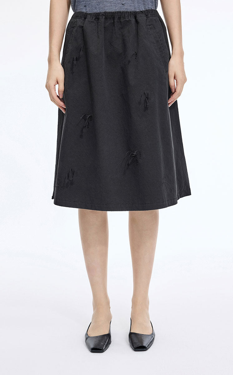 Skirt / JNBY Cotton A-Line Mid-Length Skirt Black