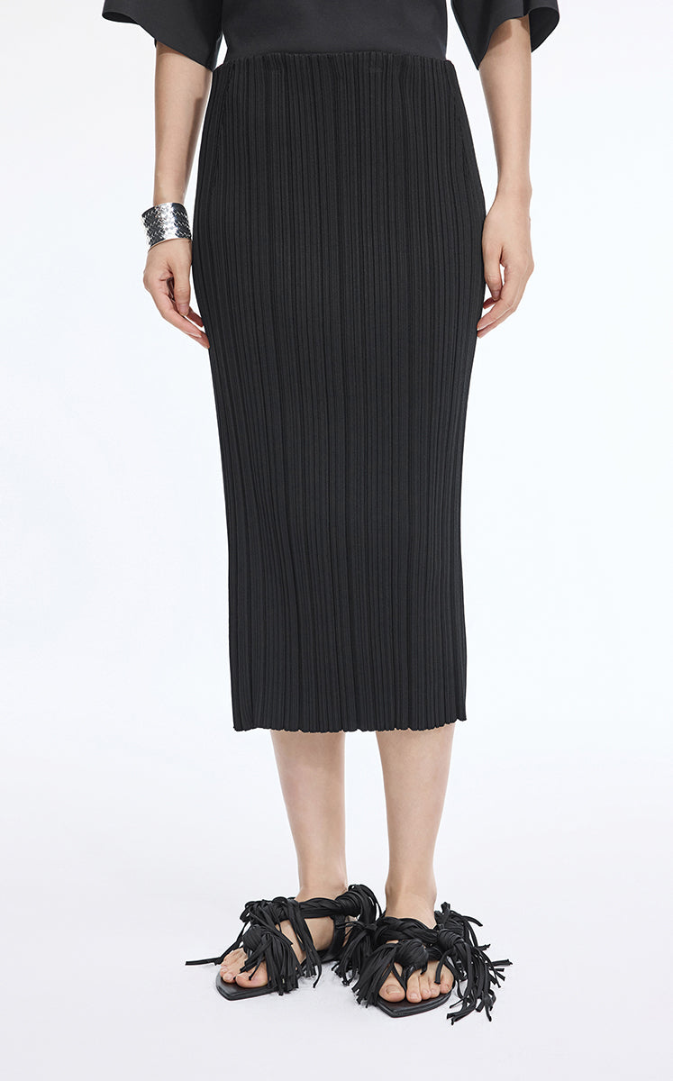 Skirt / JNBY Cotton Blend Mid-Length Waist Skirt Black