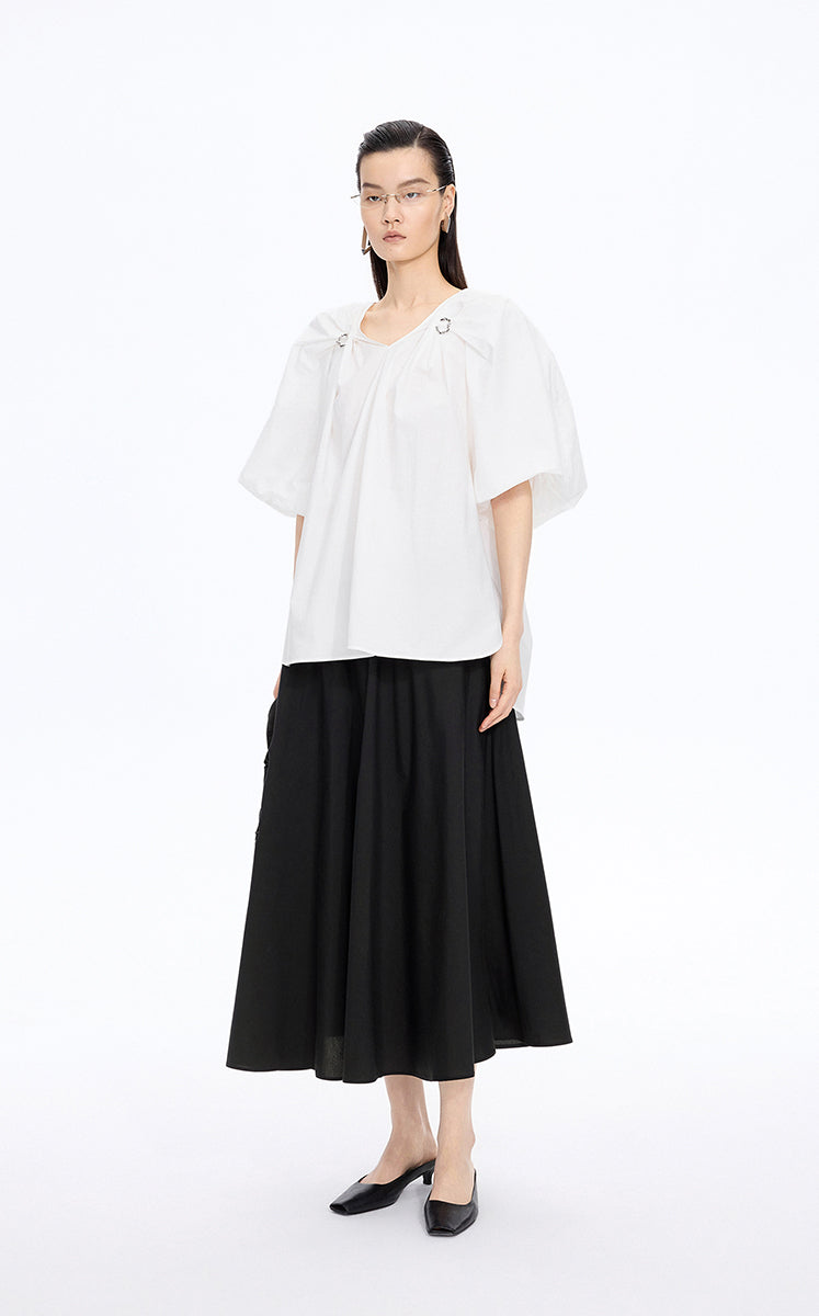 Skirt / JNBY Cotton Silk A-Line Maxi Skirt