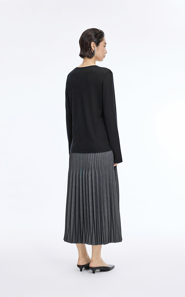 Skirt / JNBY Geometric Pleated A-Line Long Skirt