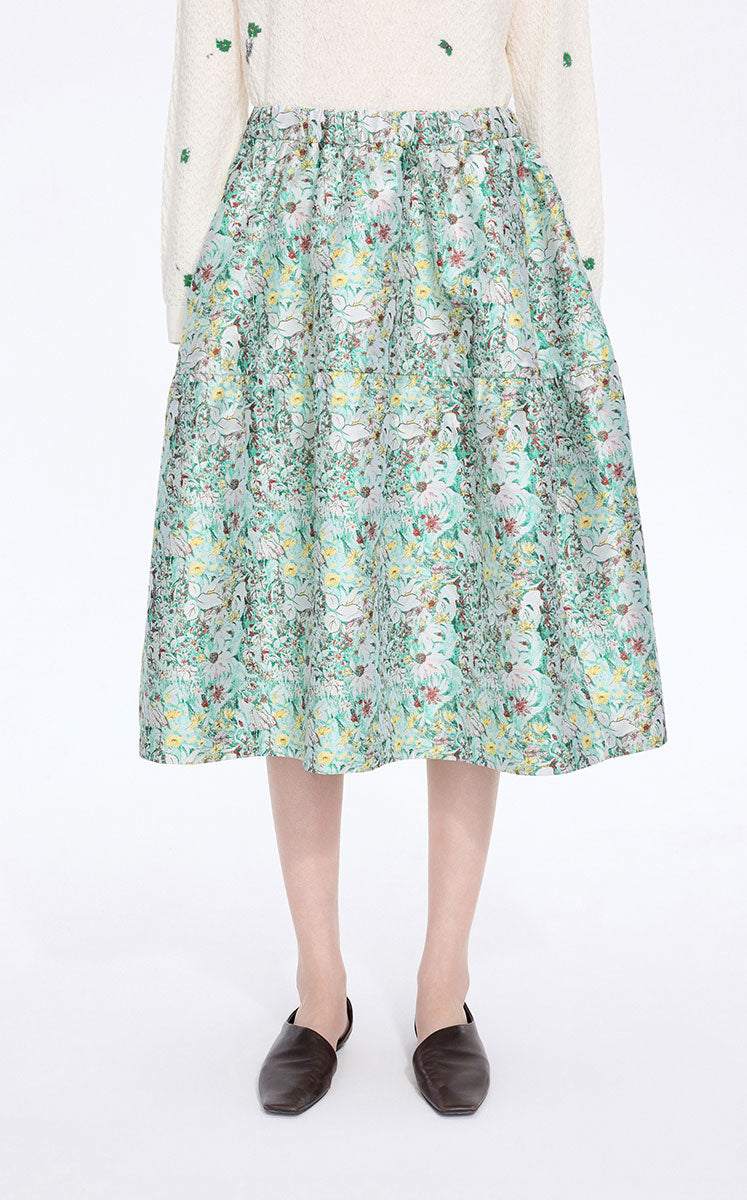 Skirt / JNBY Jacquard Balloon Midi Skirt Green