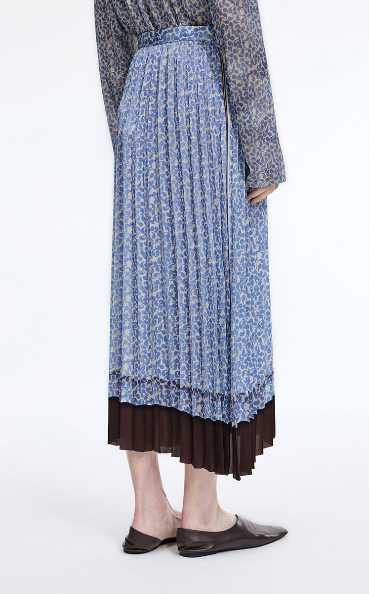 Skirt / JNBY Pleated A-Line Long Skirt with Wave Hem