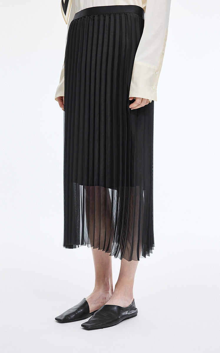 Skirt / JNBY Pleated Organza A-Line Maxi Skirt