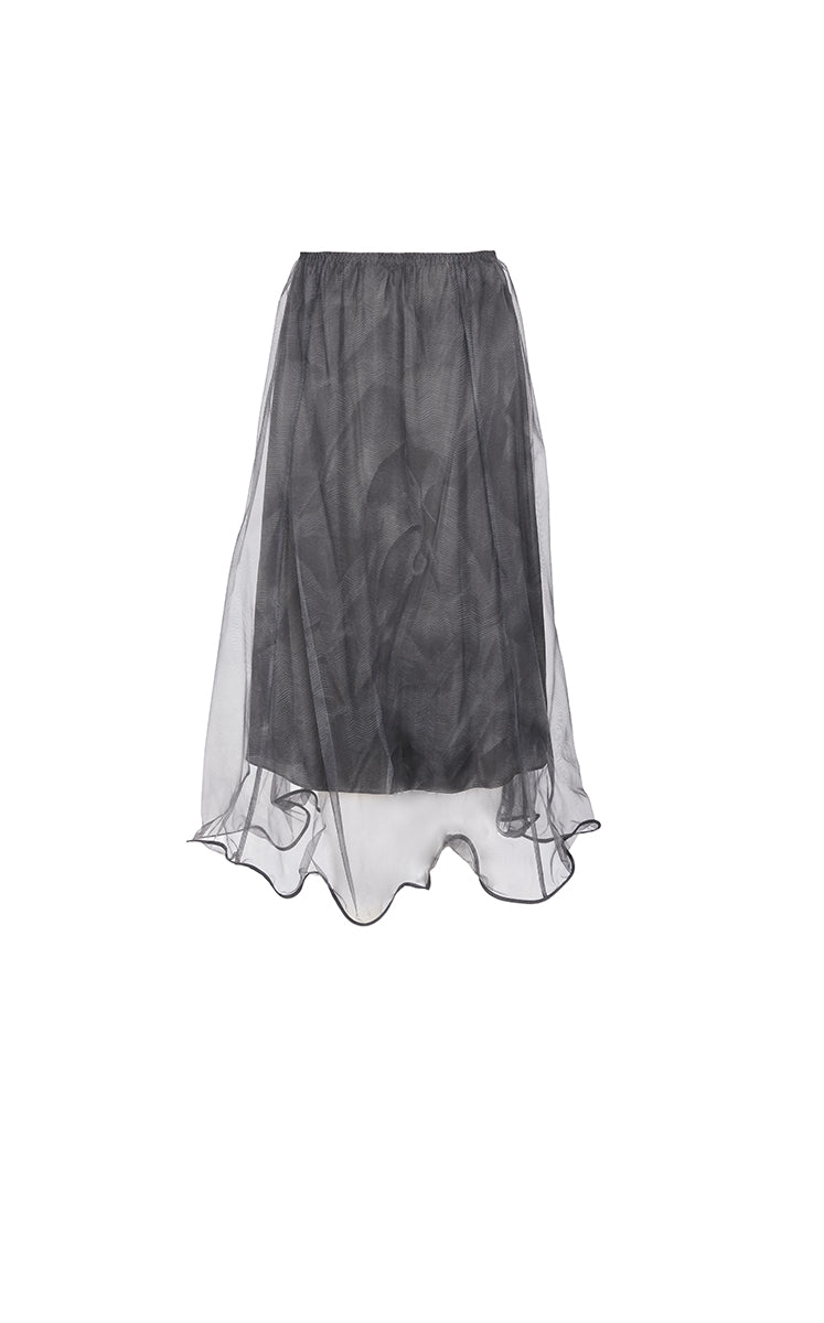 Skirt / JNBY Printed A-Line Ruffled Hem Skirt