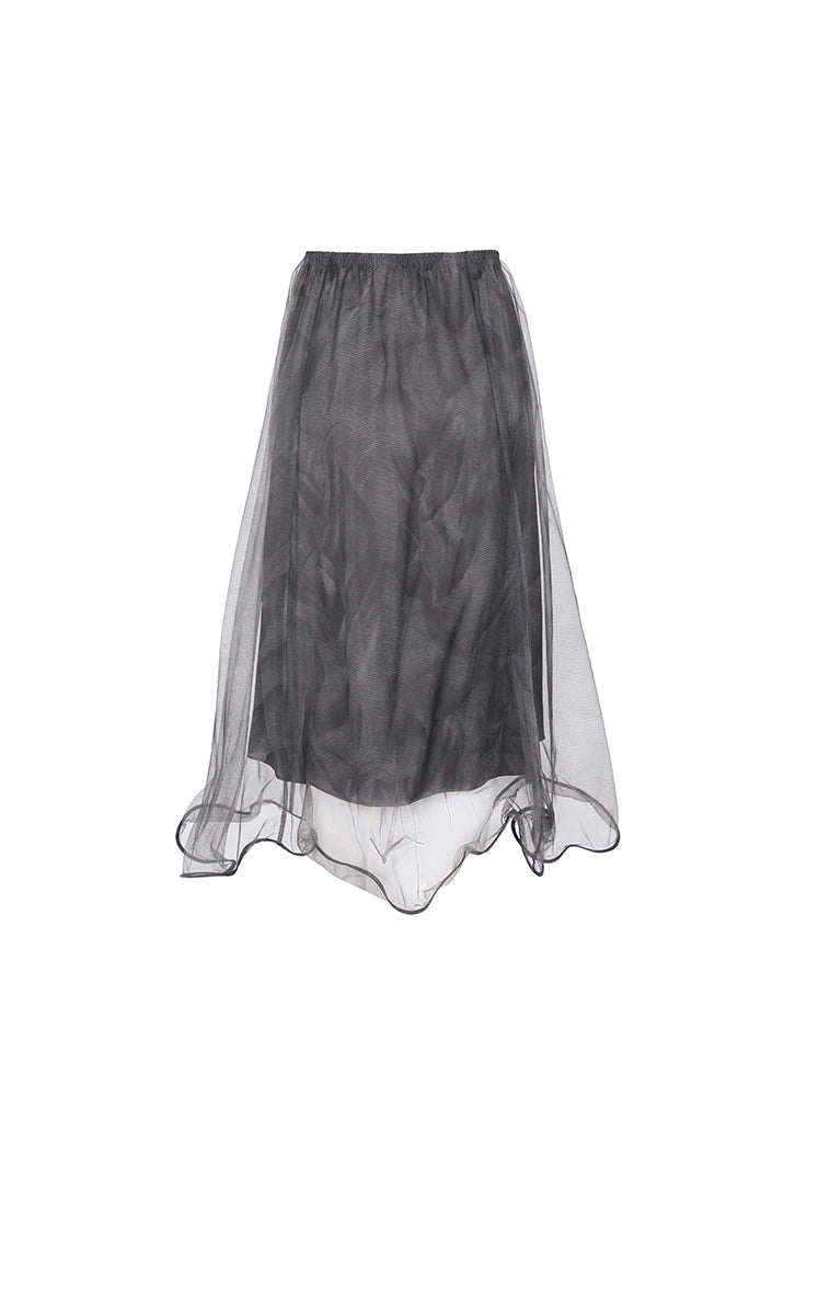 Skirt / JNBY Printed A-Line Ruffled Hem Skirt