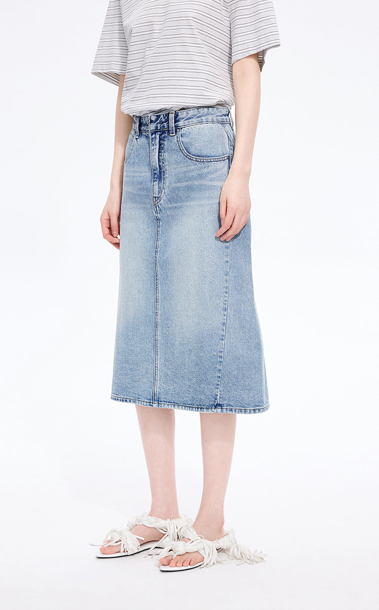 Skirt / JNBY Slight Stretch Mid-Length Denim Skirt